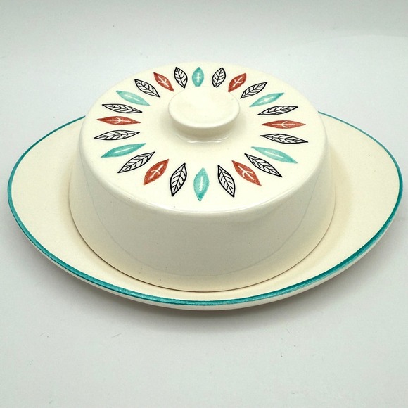 MARCREST NORDIC MINT Vtg Mid Century Modern Atomic Leaf Butter Dish Server MCM - Picture 14 of 14